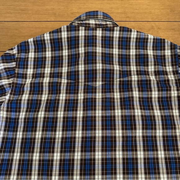 Wrangler Mens Shirt Size Medium Blue Plaid Pearl Snap Button Up Relaxed Western - Picture 12 of 14